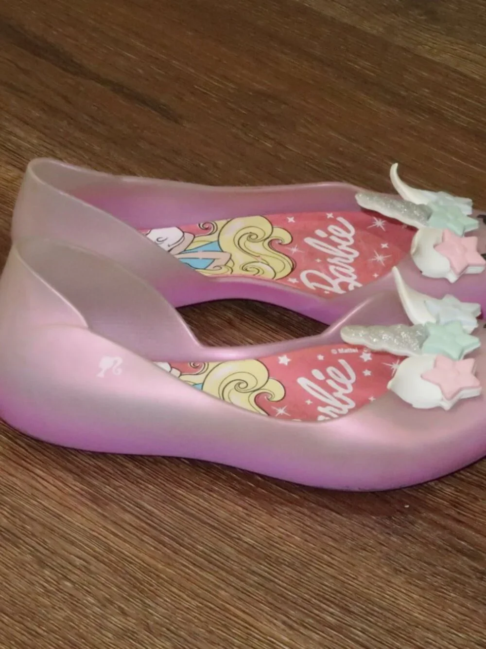 Girls Grendene by Mini Melissa Barbie Pink Multi Unicorn Slip On Shoes Flats 2Y